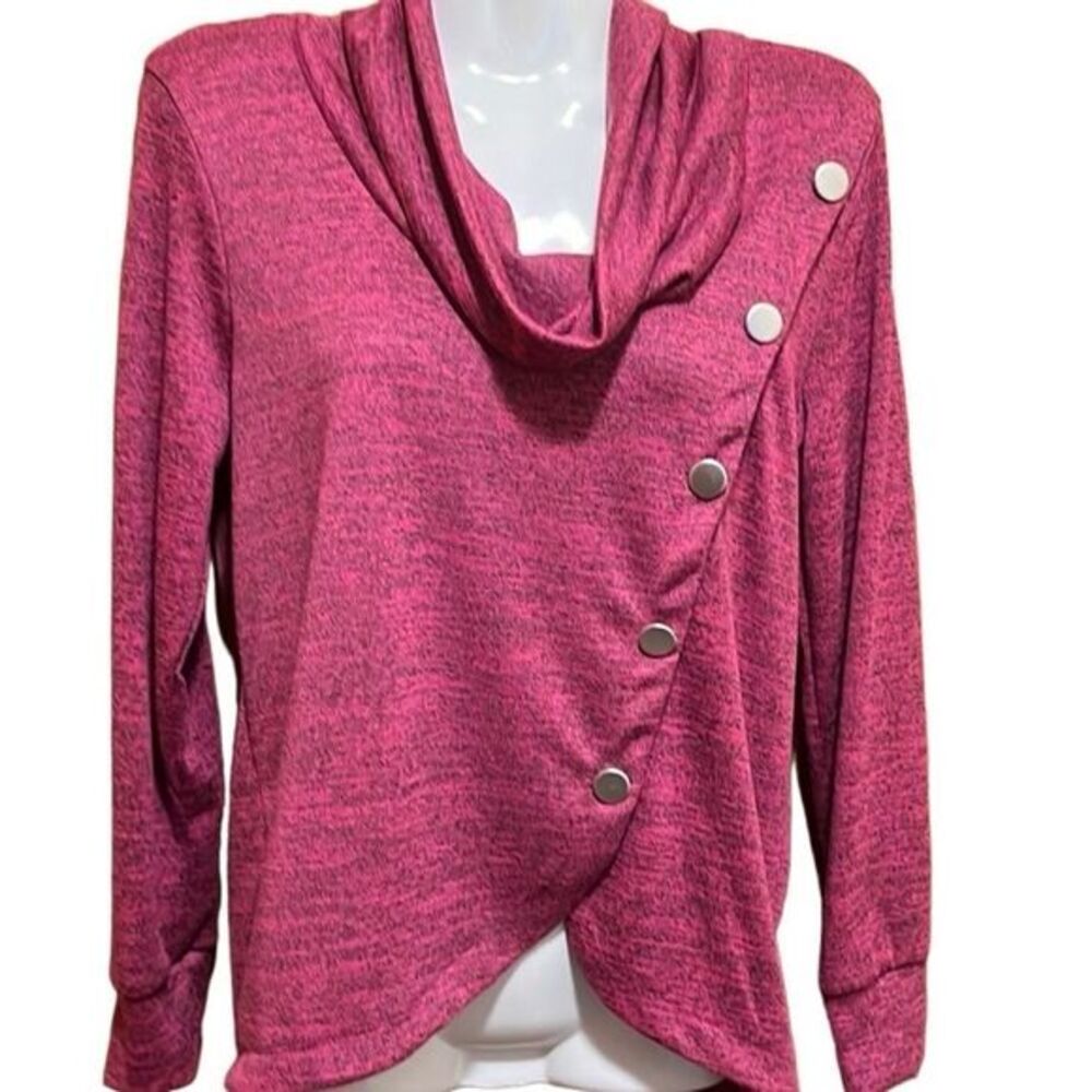 Notations Womens Top Sz XLP Heathered Rust‎ Pullover Cowl Neck Asymmetrical NWT
